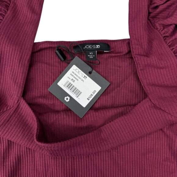 Joe's Jeans Monica Puff-Sleeve Top Size XS In Zinfandel - Picture 3 of 5